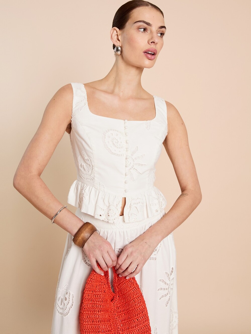 Few Moda Kourt Celeste Cotton White Eyelet Top